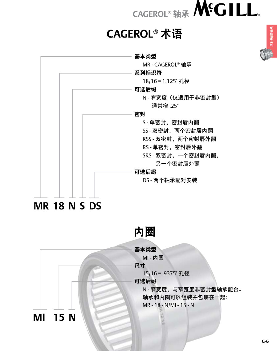 PCFE Cagerol机加工轴承圈滚针轴承